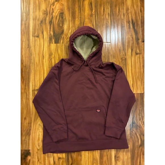 Wrangler Other - Wrangler Workwear Mens Sherpa Lined Hooded Sweatshirt Maroon XL Hoodie Burgundy